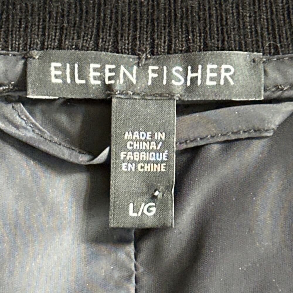 Eileen Fisher Mixed Media Quilted Jacket Wool Knit Sleeves Black Modern Large - Picture 7 of 9